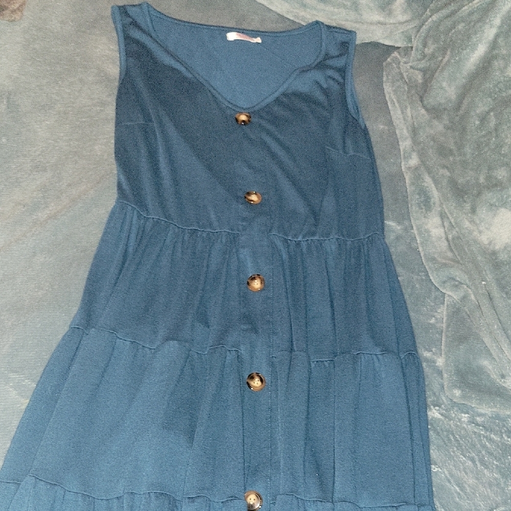 Elegant Blue Sleeveless Dress